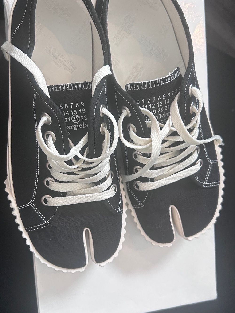 Maison Martin Margiela Black and White Tabi Canvas Sneakers